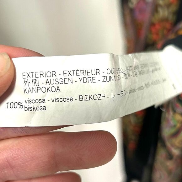 Zara Black Paisley Half-Wrap Festival Dress w/ Fringe Small - Picture 7 of 10